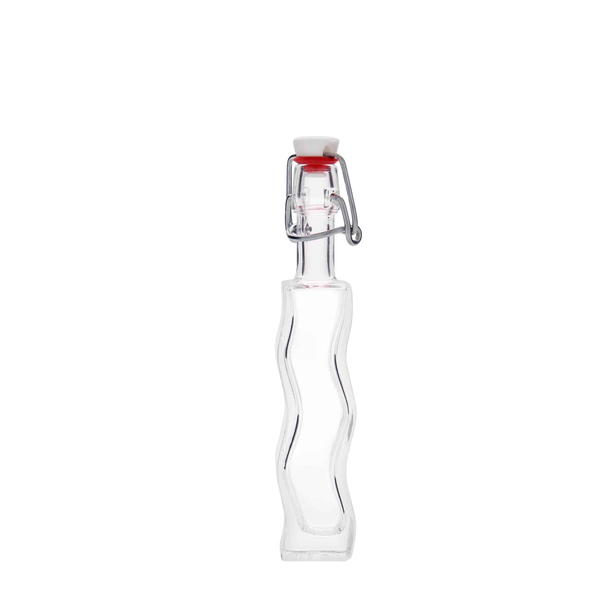 40 ml Bottiglia di vetro 'Onda', quadrata, imboccatura: tappo meccanico