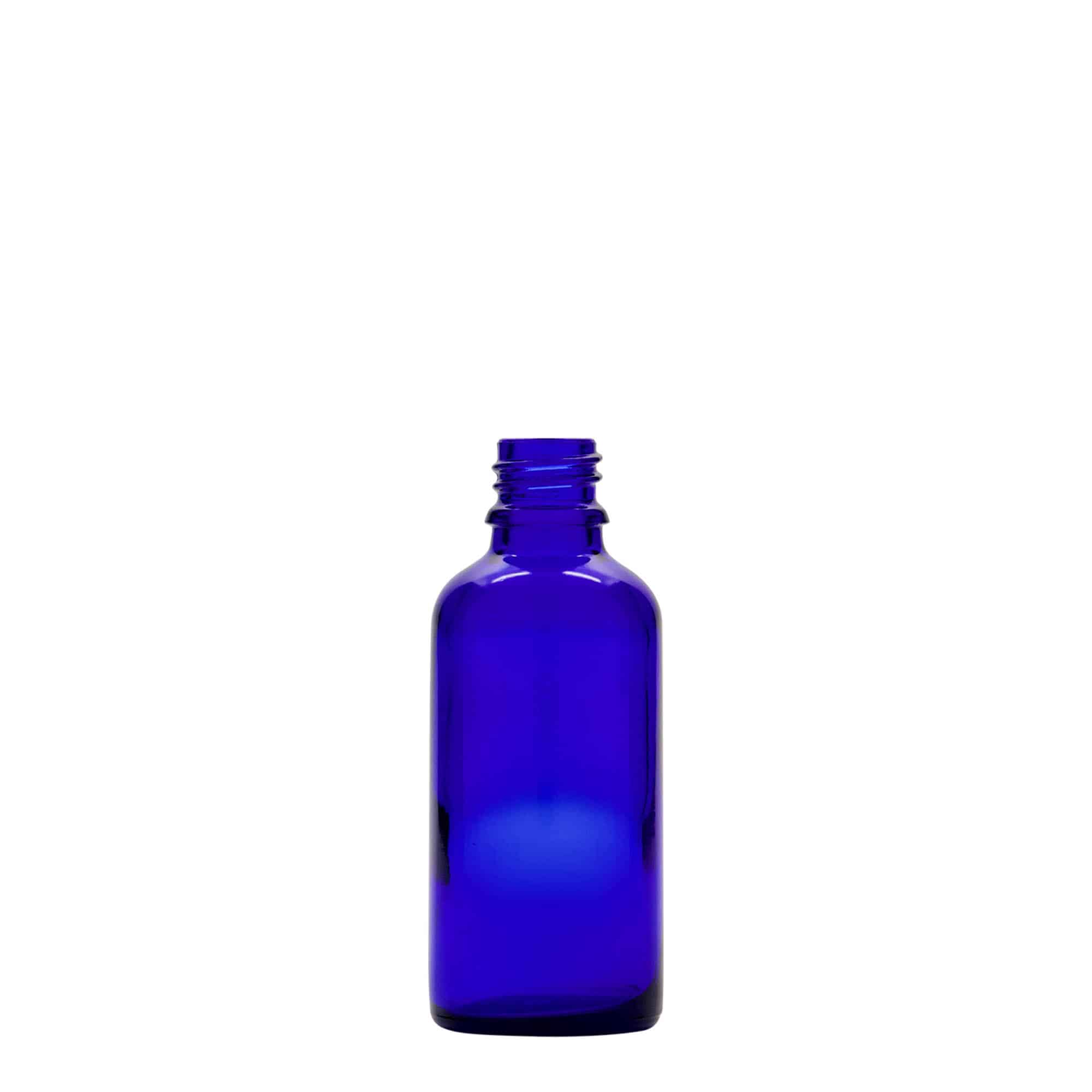 50 ml Flacone con contagocce , vetro, blu reale-rosso, imboccatura: DIN 18