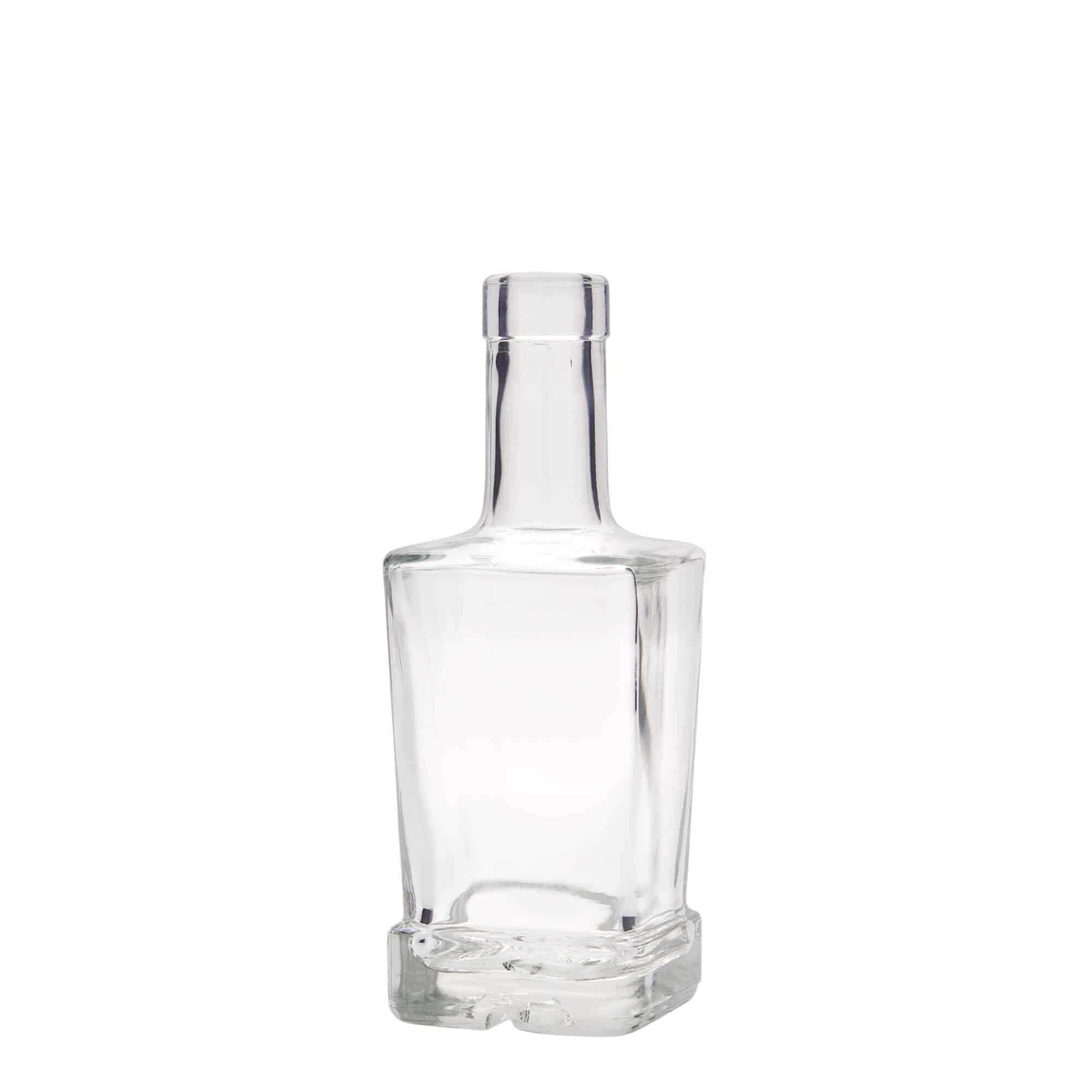 250 ml Bottiglia di vetro 'Rene', quadrata, vetro, imboccatura: fascetta