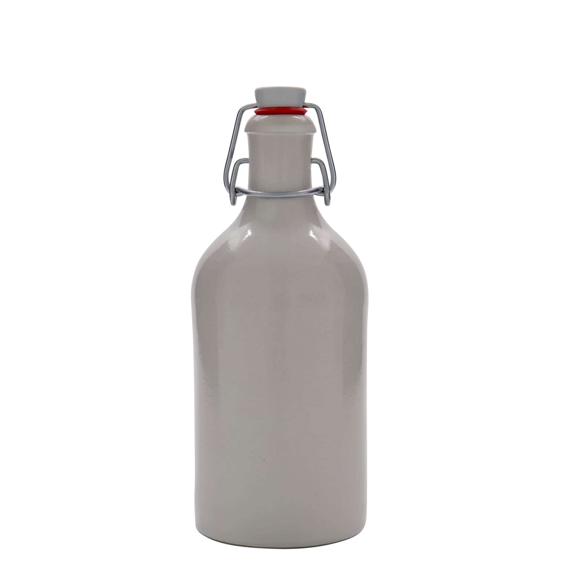 500 ml Bottiglia in ceramica, ceramica grès, bianco, imboccatura: tappo meccanico