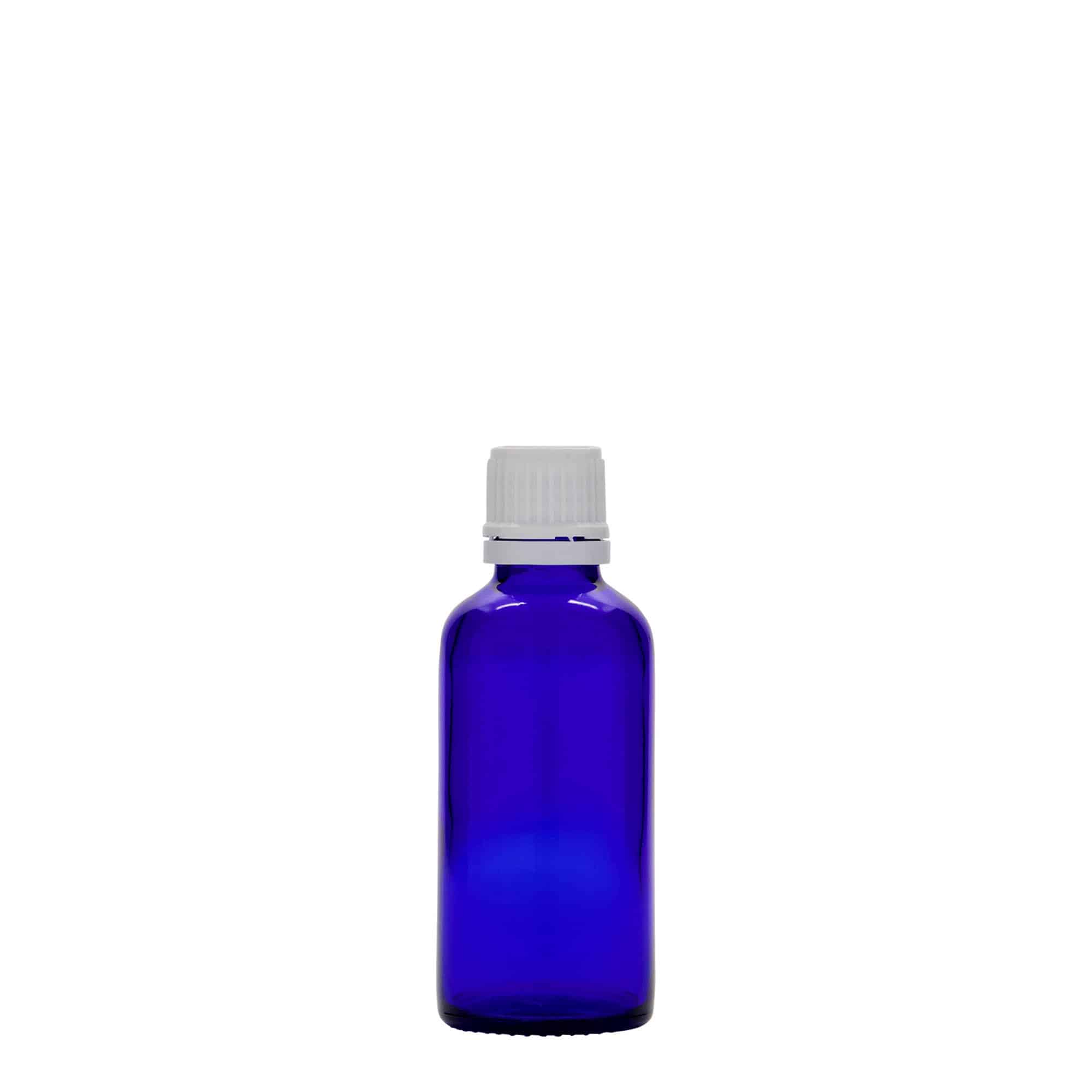 50 ml Boccetta di vetro, blu reale, imboccatura: DIN 18