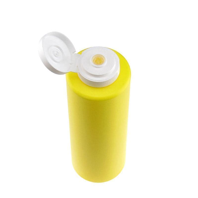 500 ml Bottiglia per salse, plastica LDPE, giallo, imboccatura: GPI 38/400