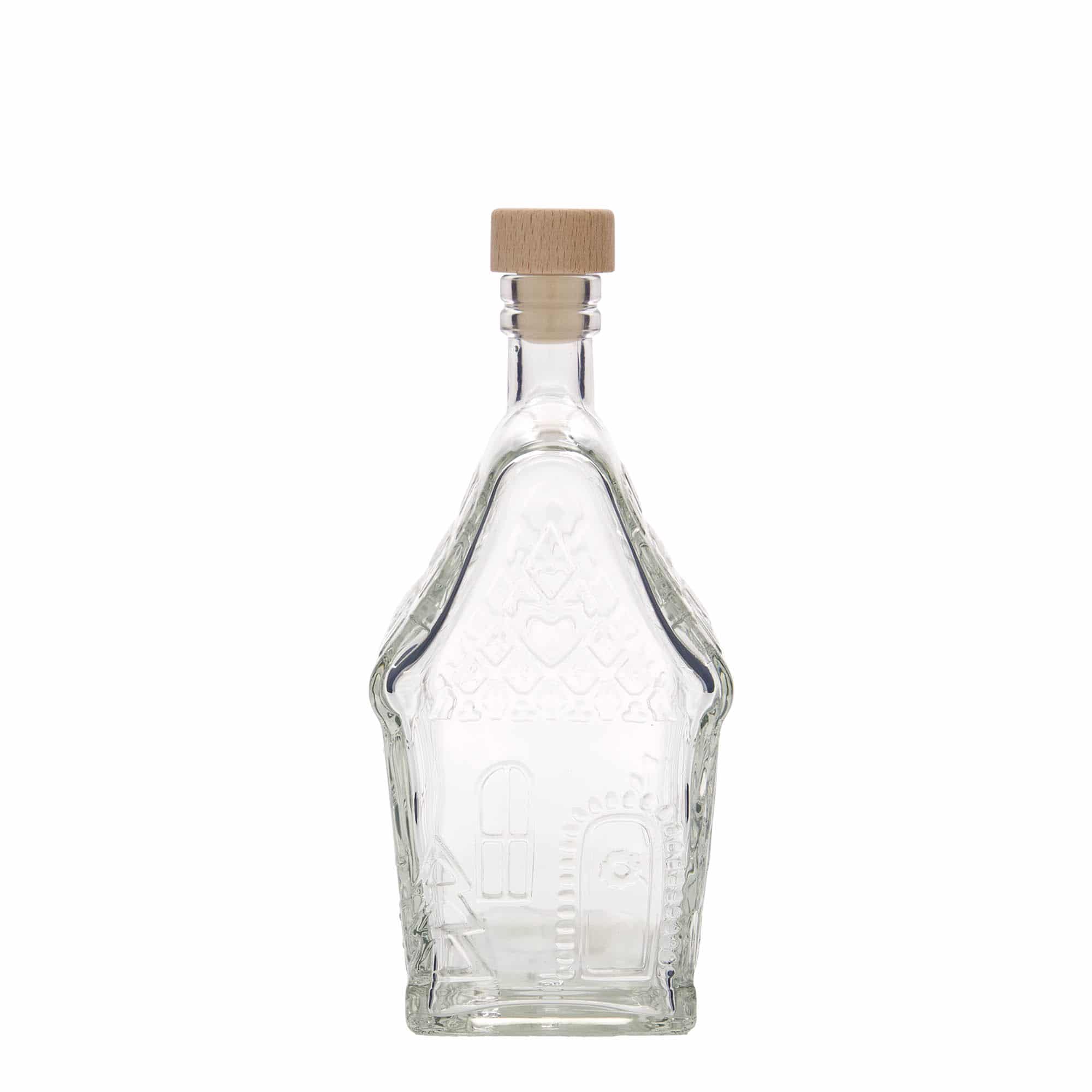 500 ml Bottiglia di vetro 'Casetta di panpepato', rettangolare, imboccatura: fascetta