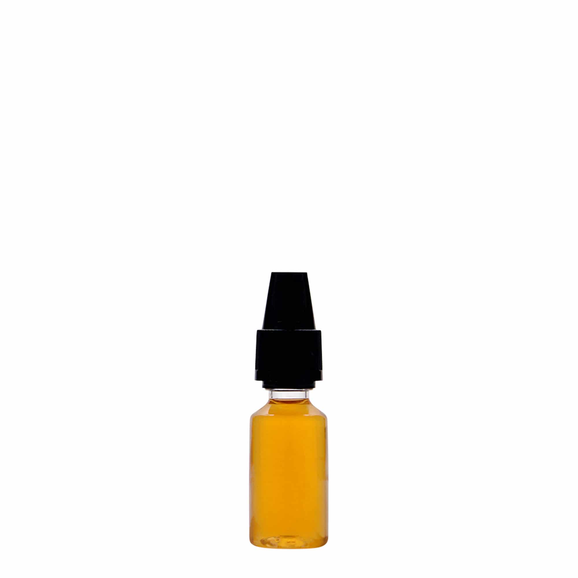 10 ml Flacone PET 'E-Liquid' e tappo con sigillo antimanomissione a prova di bambino, plastica, imboccatura: a vite