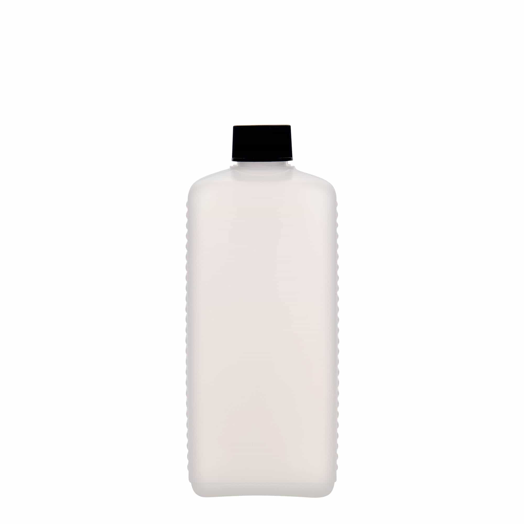 500 ml Bottiglia rettangolare, rettangolare, plastica HDPE, naturale, imboccatura: DIN 25 EPE