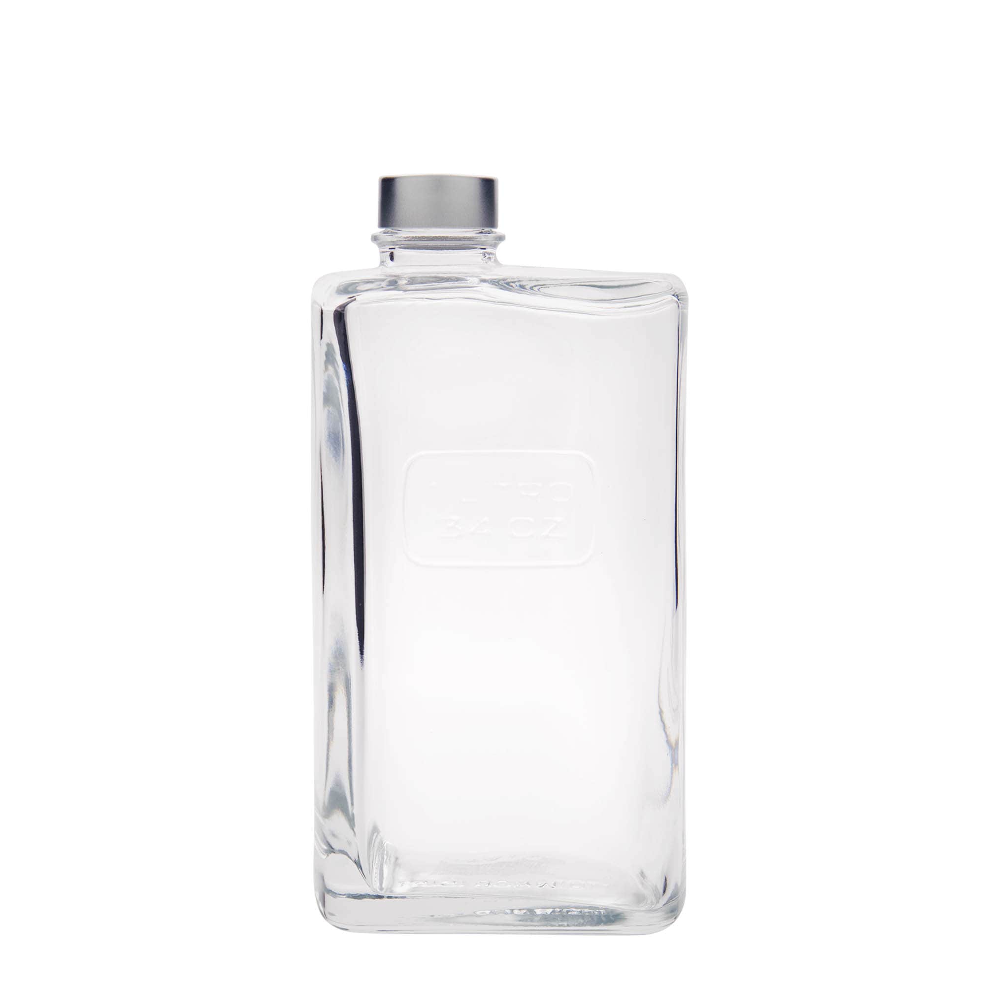 1.000 ml Bottiglia di vetro 'Optima Lattina', rettangolare, imboccatura: a vite