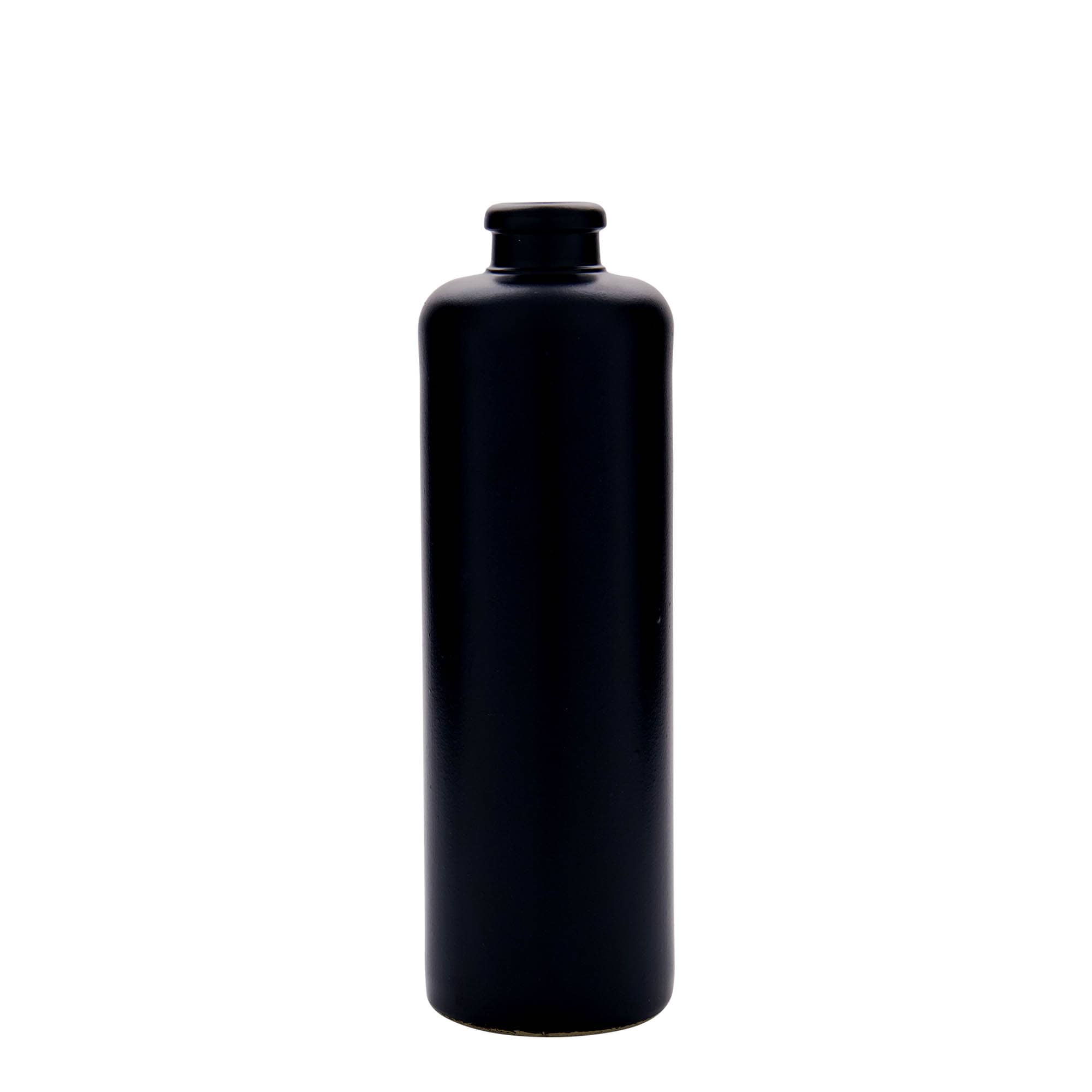 500 ml Bottiglia in ceramica, ceramica grès, nero, imboccatura: fascetta