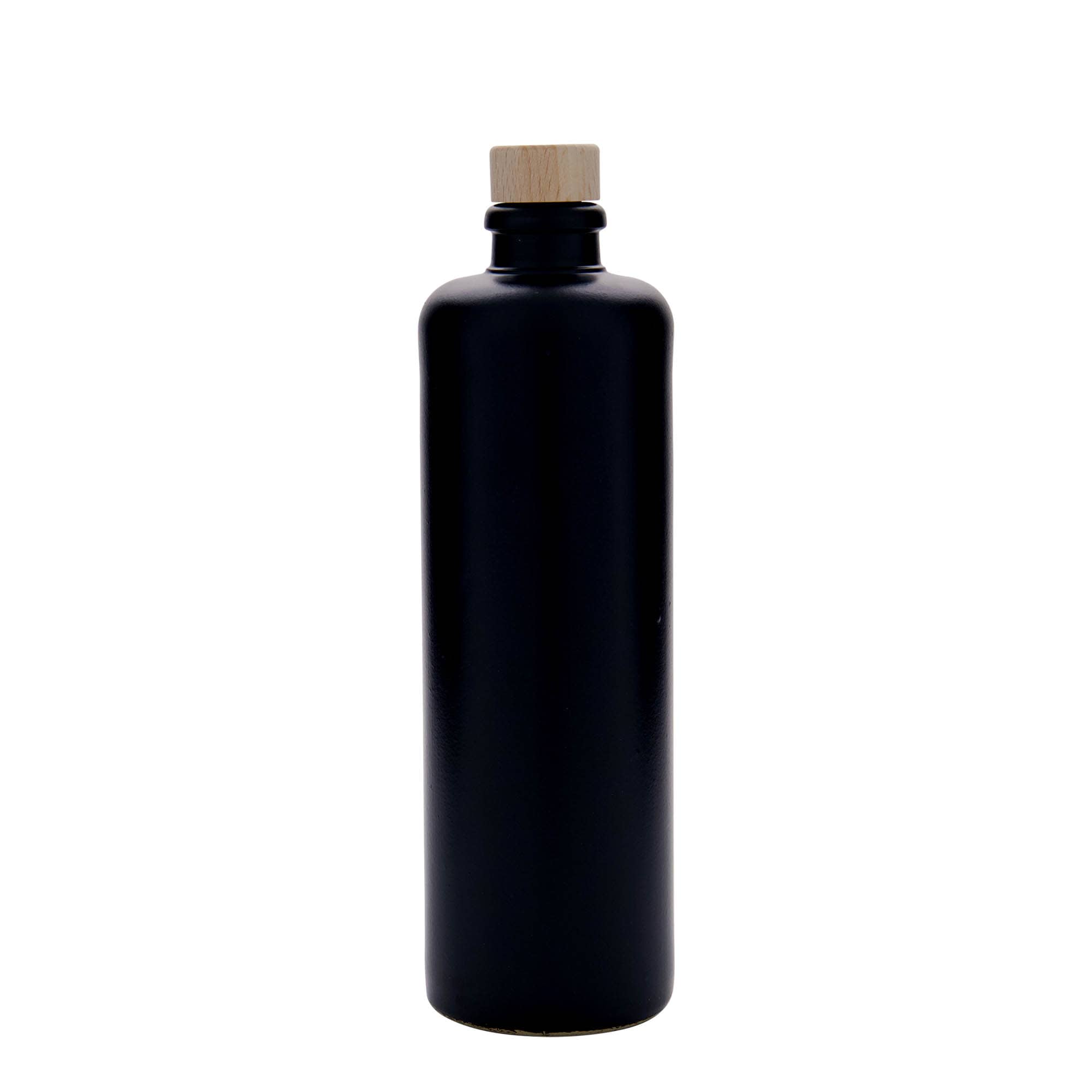 500 ml Bottiglia in ceramica, ceramica grès, nero, imboccatura: fascetta