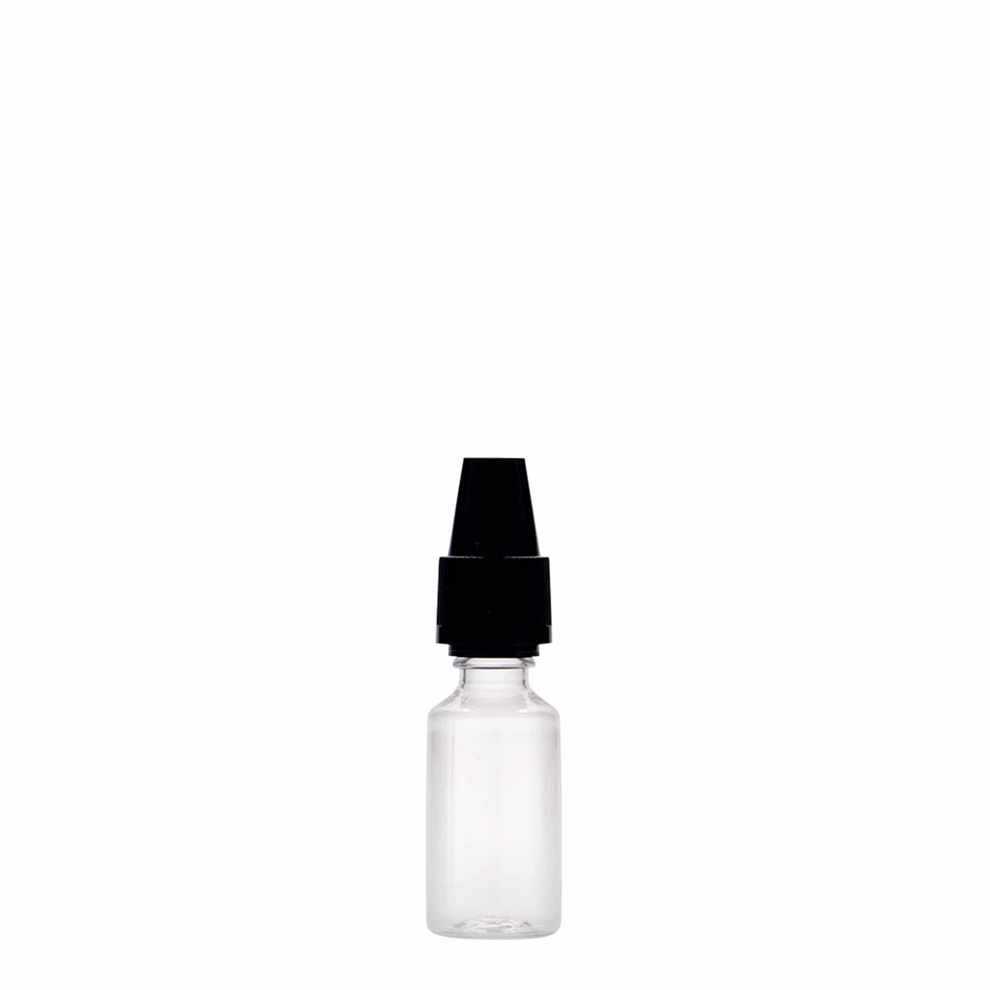 10 ml Flacone PET 'E-Liquid' e tappo con sigillo antimanomissione a prova di bambino, plastica, imboccatura: a vite