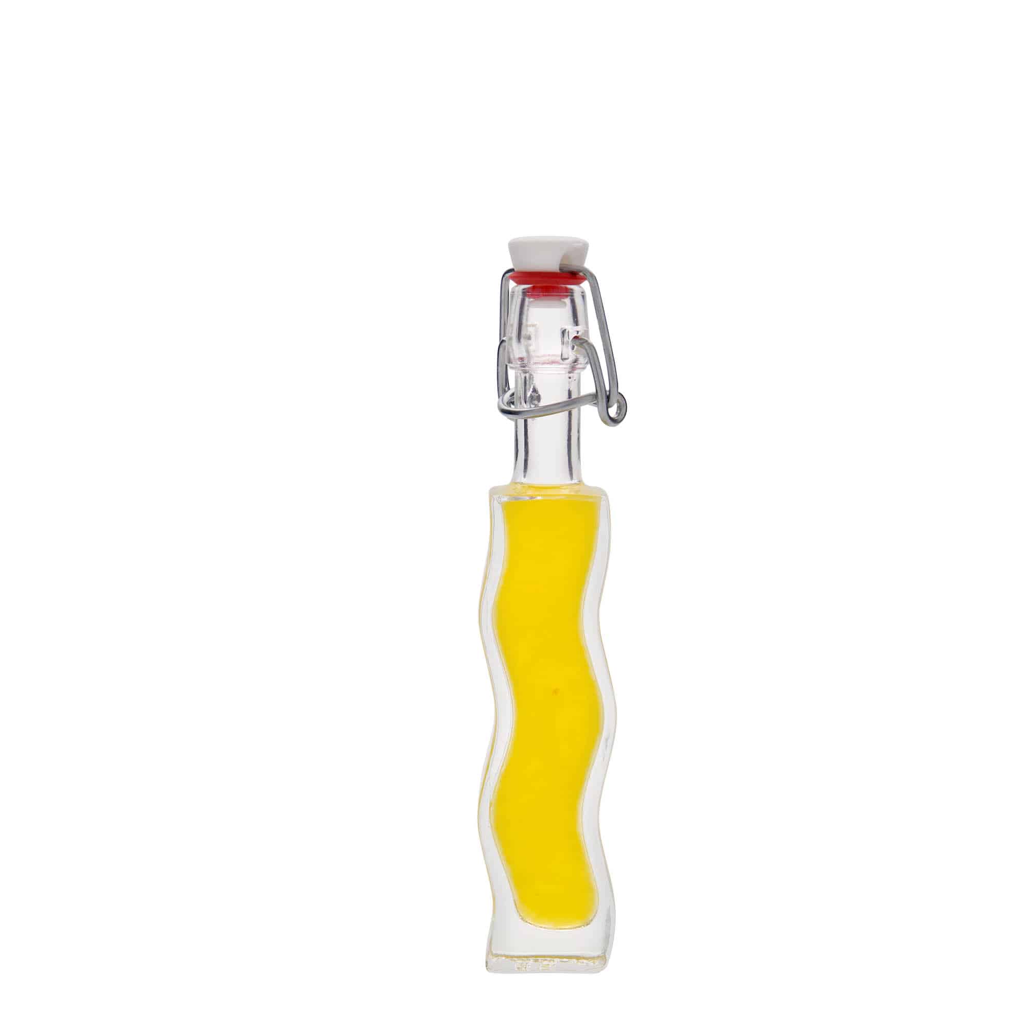 40 ml Bottiglia di vetro 'Onda', quadrata, imboccatura: tappo meccanico