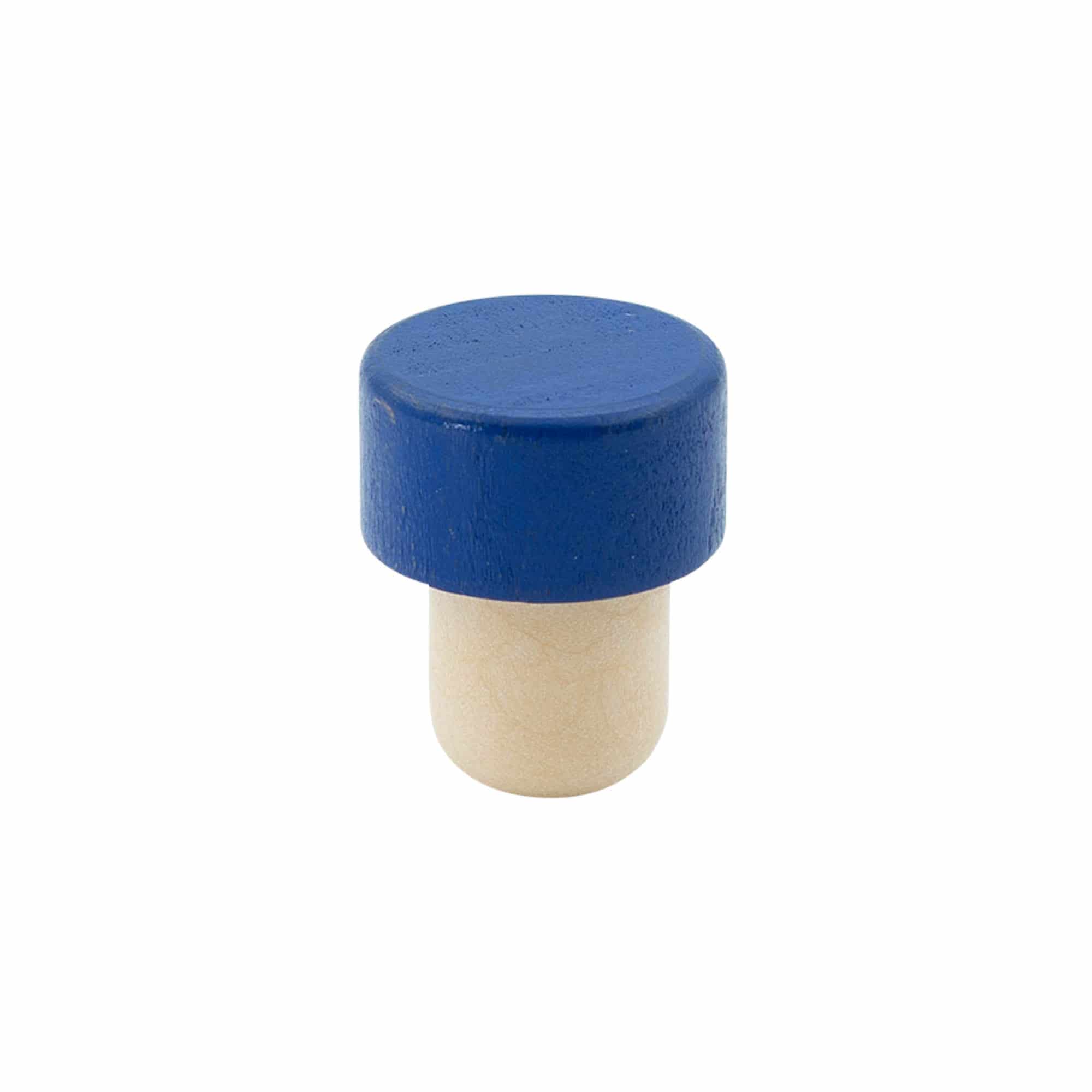 Tappo a fungo 19 mm, legno, blu, per imboccatura: fascetta