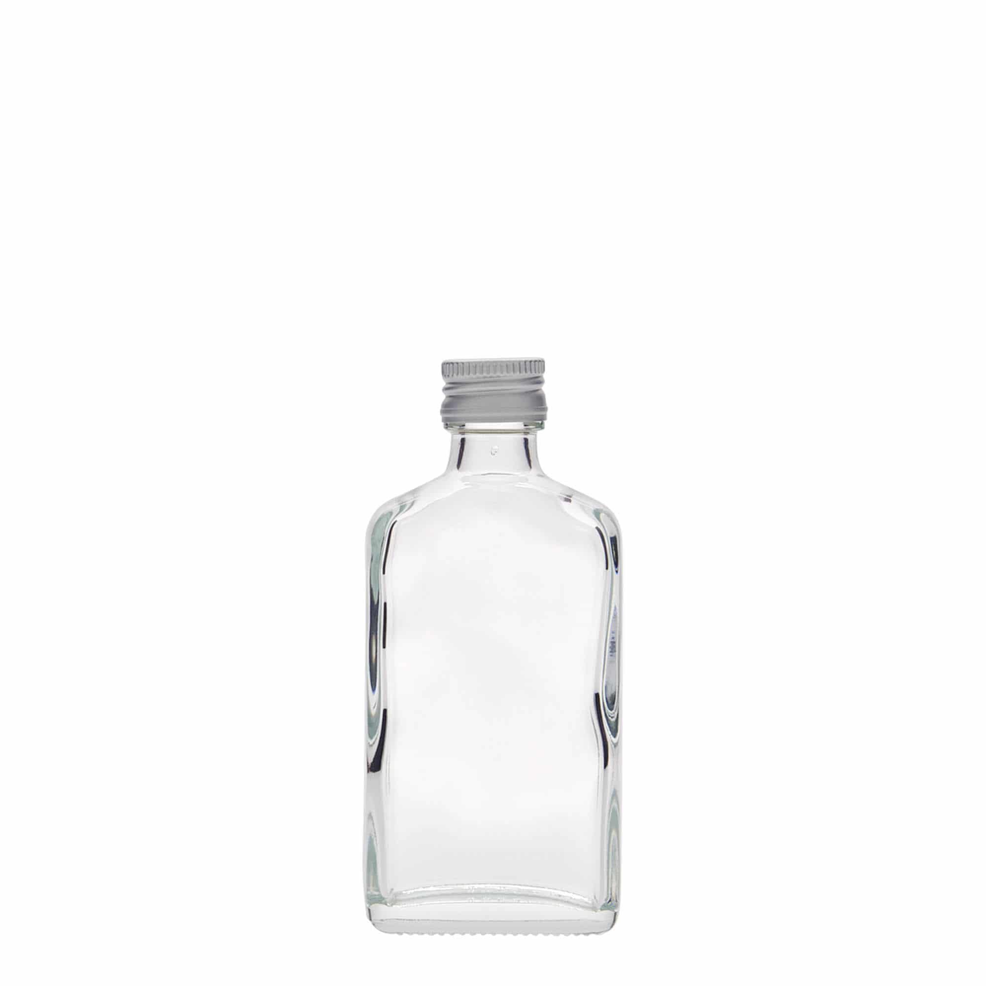 50 ml Fiaschetta tascabile, rettangolare, vetro, imboccatura: PP 18