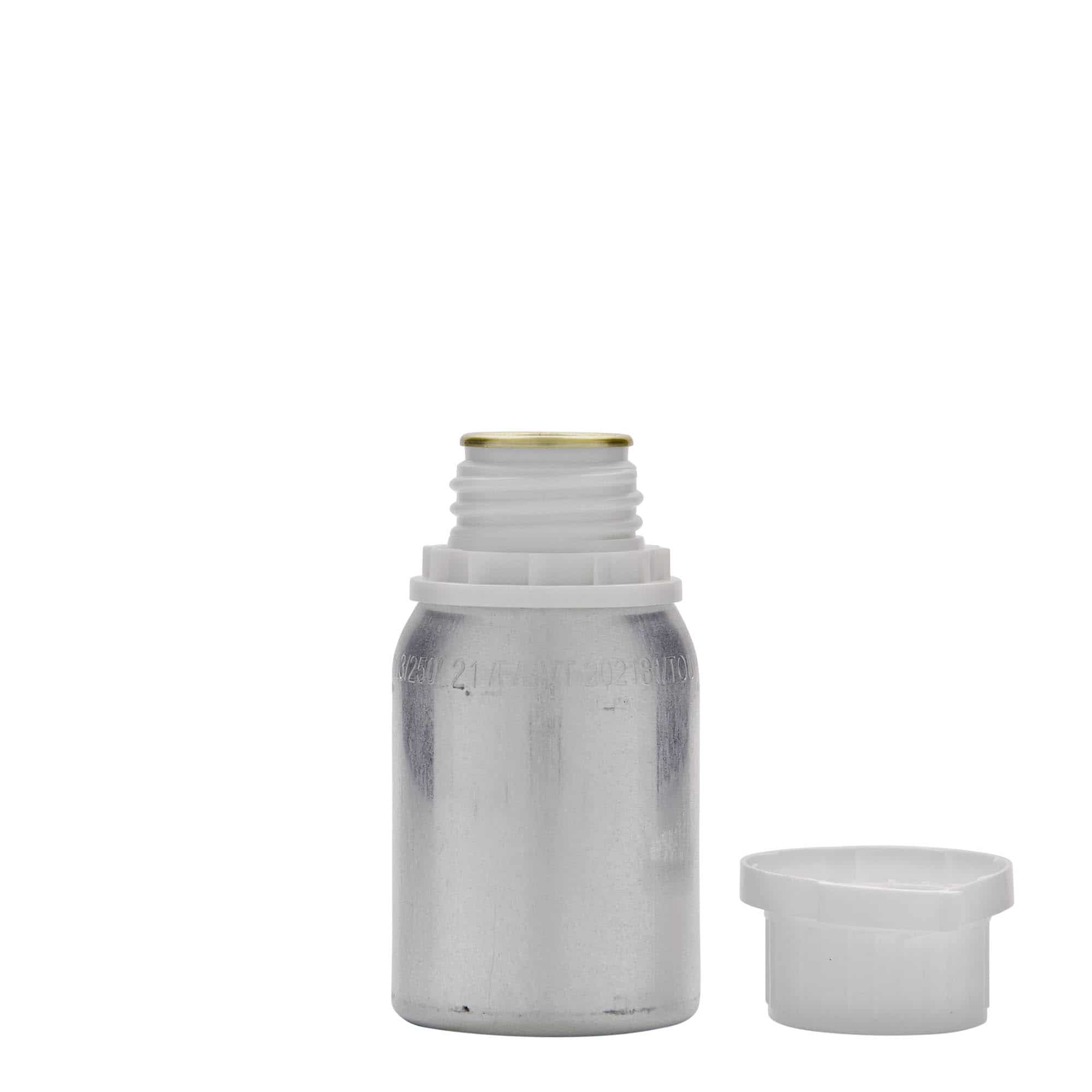 125 ml Bottiglia in alluminio, metallo, argento, imboccatura: DIN 32